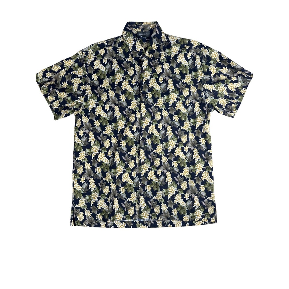 High Seas Trading Co Men Medium Grapes Vineyard Print Cotton Button Up Shirt USA